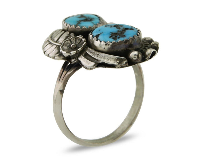 Navajo Ring 925 Silver Blue Turquoise Artist Signed SE C.80's