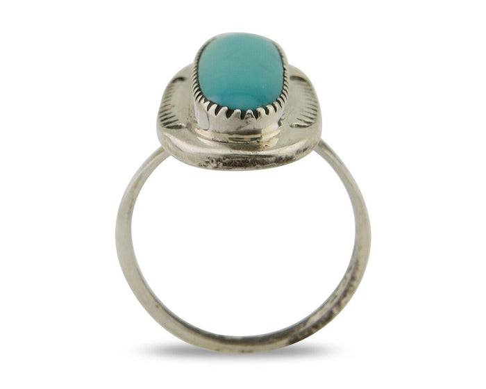 Navajo Ring 925 Silver Blue Turquoise Artist Signed SE C.80's