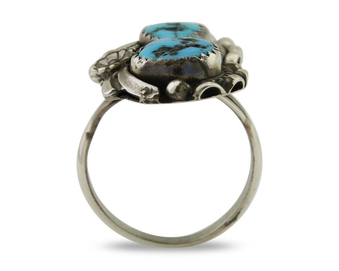 Navajo Ring 925 Silver Blue Turquoise Artist Signed SE C.80's