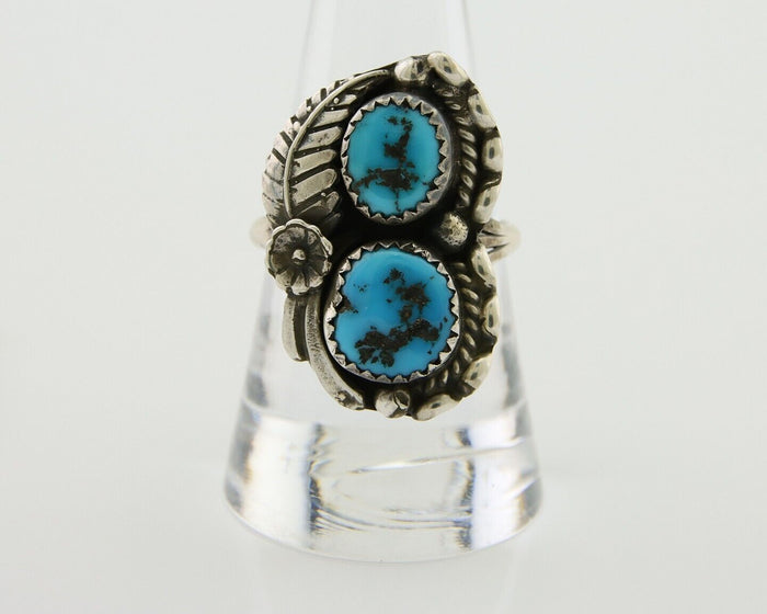 Navajo Ring 925 Silver Blue Turquoise Artist Signed SE C.80's