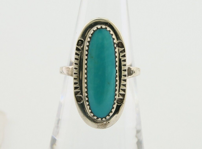 Navajo Ring 925 Silver Blue Turquoise Artist Signed SE C.80's