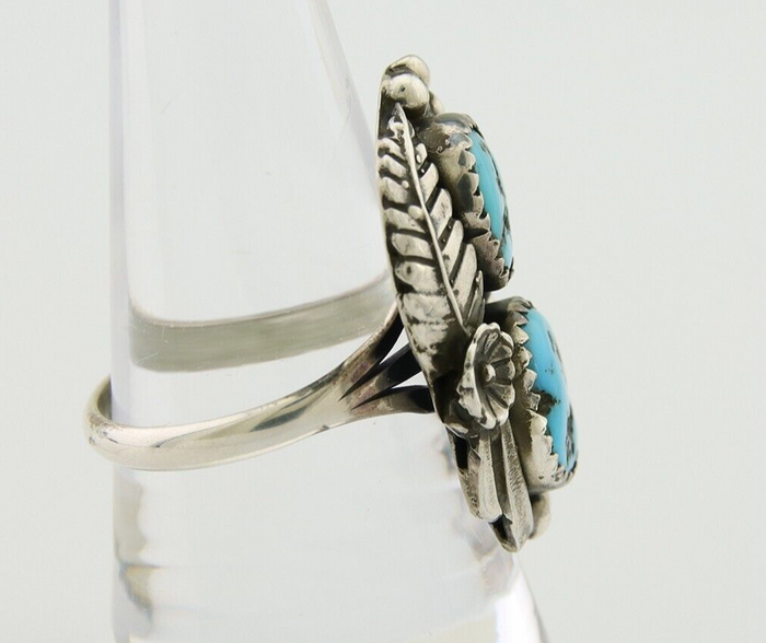 Navajo Ring 925 Silver Blue Turquoise Artist Signed SE C.80's