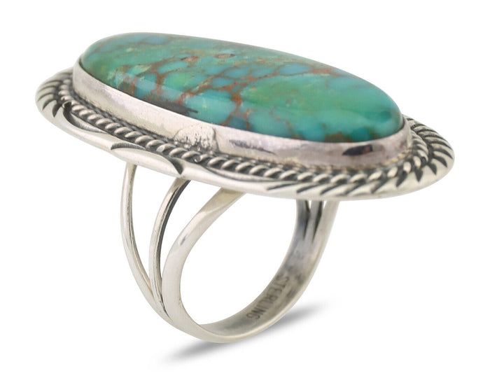 Navajo Ring 925 Silver Blue Turquoise Artist Signed William Denetdale C.80's
