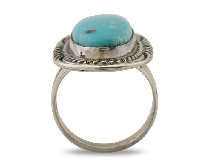 Navajo Ring 925 Silver Blue Turquoise Artist Signed William Denetdale C.80's