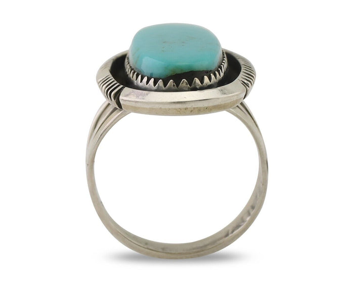 Navajo Ring 925 Silver Blue Turquoise Artist Signed William Denetdale C.80's