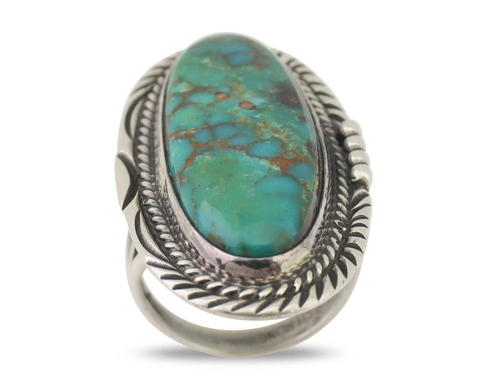 Navajo Ring 925 Silver Blue Turquoise Artist Signed William Denetdale C.80's