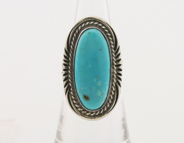 Navajo Ring 925 Silver Blue Turquoise Artist Signed William Denetdale C.80's