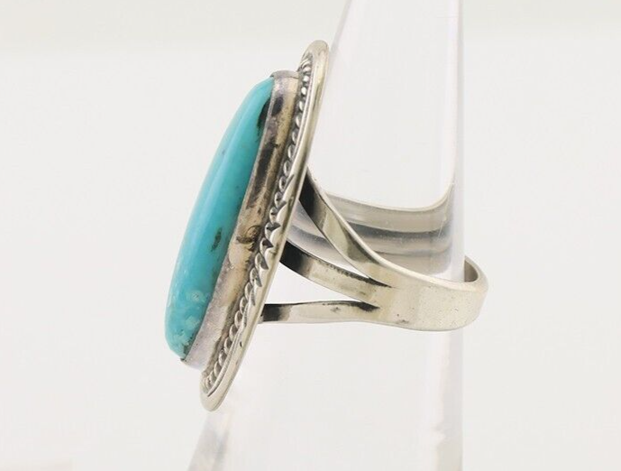 Navajo Ring 925 Silver Blue Turquoise Artist Signed William Denetdale C.80's