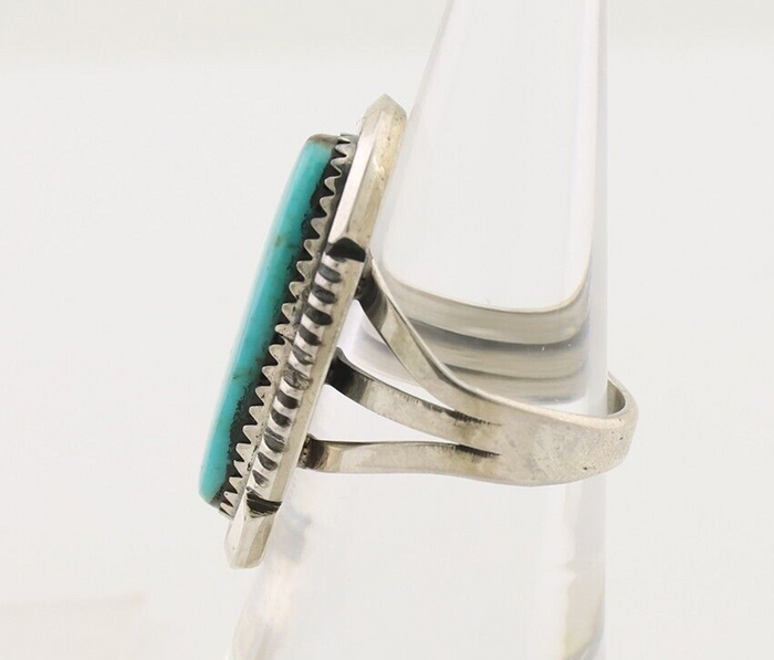 Navajo Ring 925 Silver Blue Turquoise Artist Signed William Denetdale C.80's