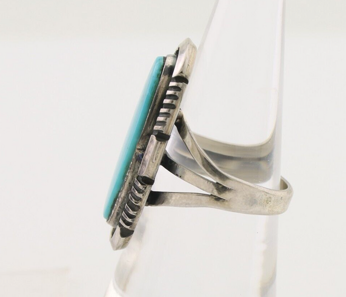 Navajo Ring 925 Silver Blue Turquoise Artist Signed William Denetdale C.80's