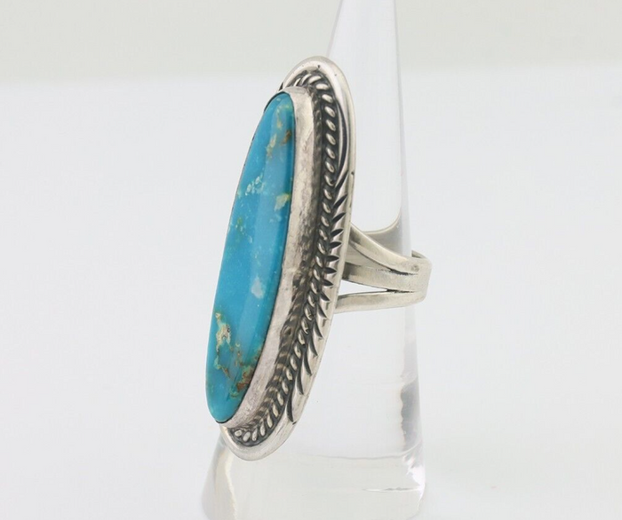 Navajo Ring 925 Silver Blue Turquoise Artist Signed William Denetdale C.80's
