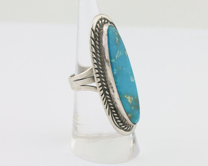 Navajo Ring 925 Silver Blue Turquoise Artist Signed William Denetdale C.80's