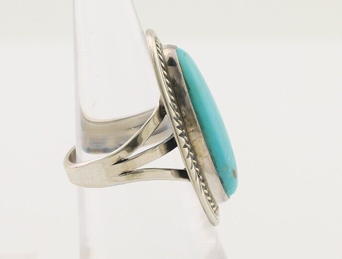 Navajo Ring 925 Silver Blue Turquoise Artist Signed William Denetdale C.80's