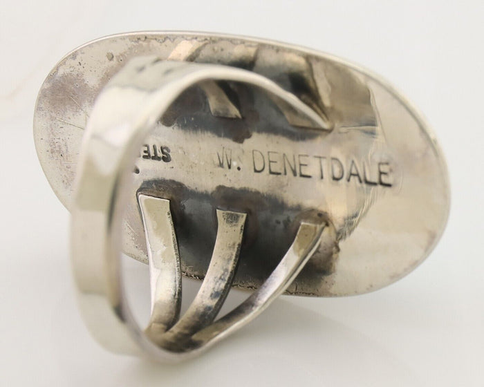 Navajo Ring 925 Silver Blue Turquoise Artist Signed William Denetdale C.80's