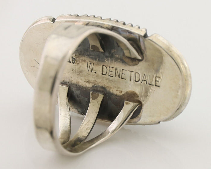 Navajo Ring 925 Silver Blue Turquoise Artist Signed William Denetdale C.80's