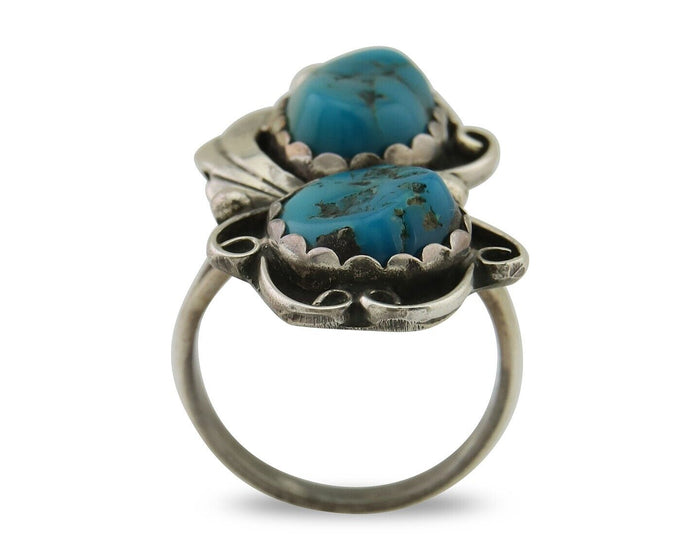 Navajo Ring 925 Silver Blue Turquoise Artist Signed Zazzie C.80's