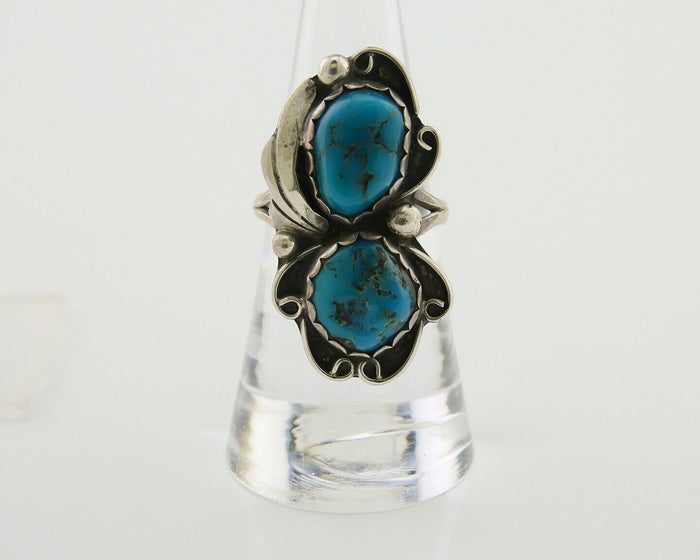 Navajo Ring 925 Silver Blue Turquoise Artist Signed Zazzie C.80's