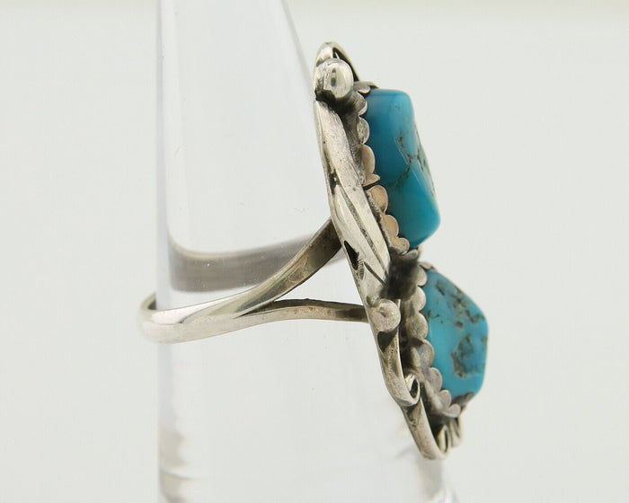 Navajo Ring 925 Silver Blue Turquoise Artist Signed Zazzie C.80's