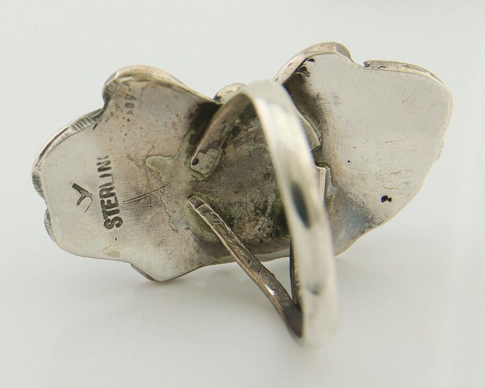 Navajo Ring 925 Silver Blue Turquoise Artist Signed Zazzie C.80's