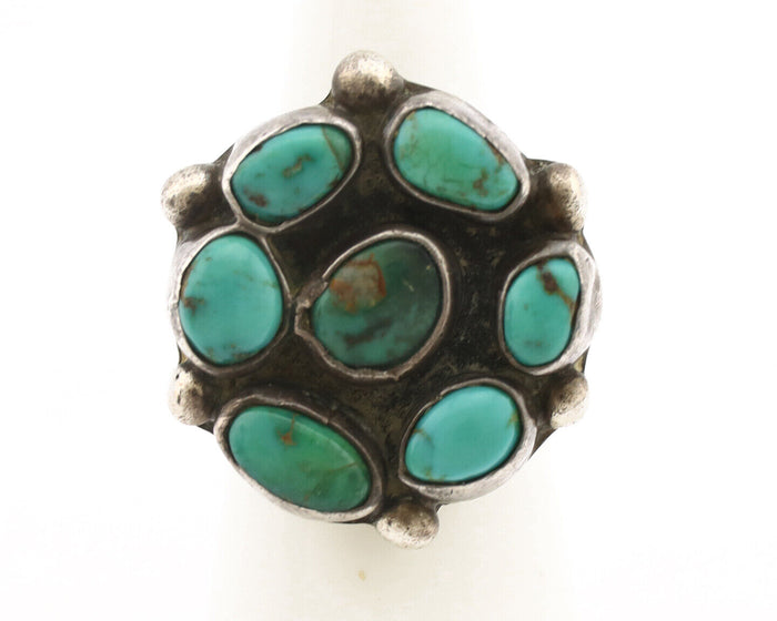 Navajo Ring .925 Silver Blue Turquoise Native American Artist C.1980's
