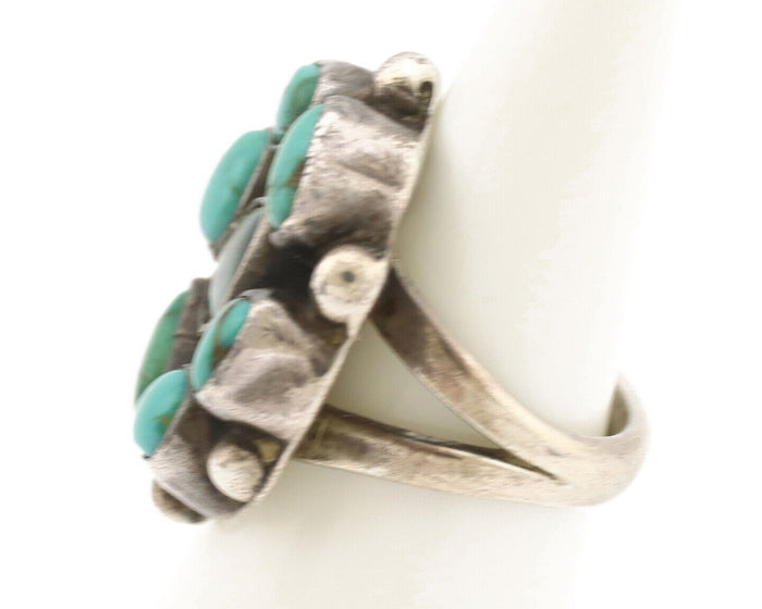 Navajo Ring .925 Silver Blue Turquoise Native American Artist C.1980's