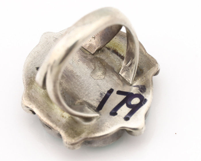 Navajo Ring .925 Silver Blue Turquoise Native American Artist C.1980's