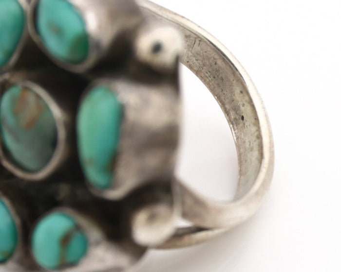 Navajo Ring .925 Silver Blue Turquoise Native American Artist C.1980's