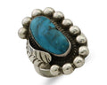 Navajo Ring 925 Silver Blue Turquoise Native American Artist C.80's