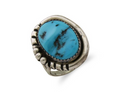 Navajo Ring 925 Silver Blue Turquoise Native American Artist C.80's