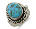 Navajo Ring 925 Silver Blue Turquoise Native American Artist C.80's