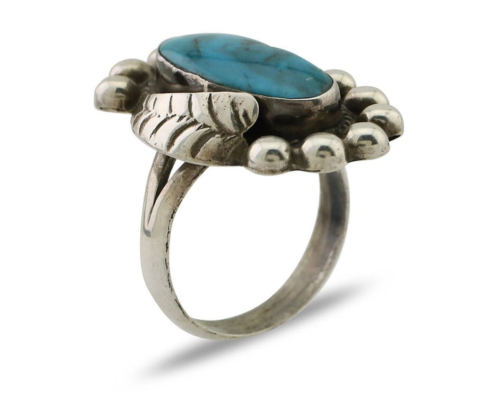 Navajo Ring 925 Silver Blue Turquoise Native American Artist C.80's