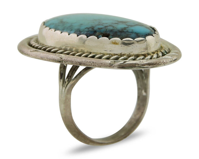 Navajo Ring 925 Silver Blue Turquoise Native American Artist C.80's