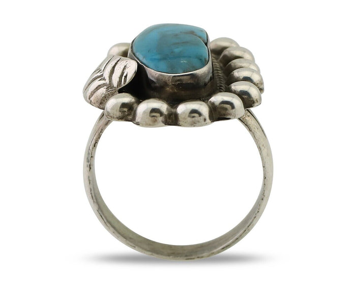 Navajo Ring 925 Silver Blue Turquoise Native American Artist C.80's