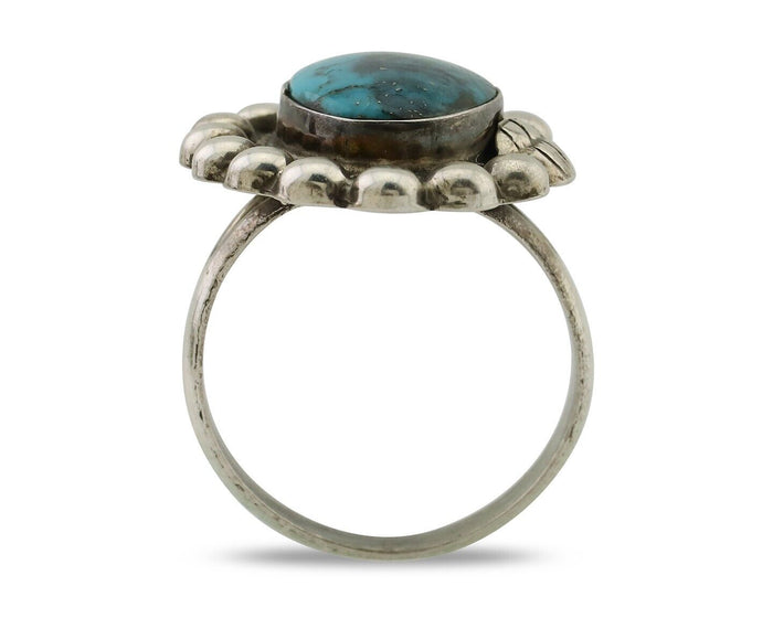 Navajo Ring 925 Silver Blue Turquoise Native American Artist C.80's