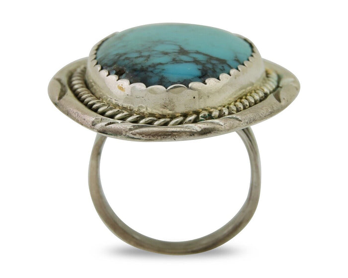 Navajo Ring 925 Silver Blue Turquoise Native American Artist C.80's