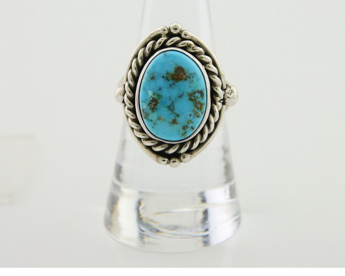 Navajo Ring 925 Silver Blue Turquoise Native American Artist C.80's