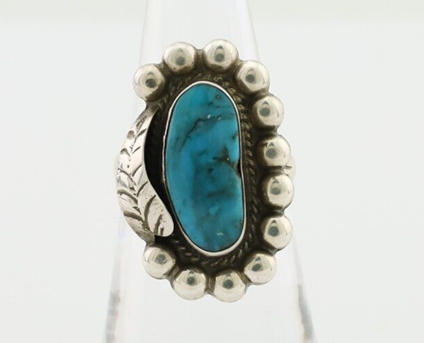 Navajo Ring 925 Silver Blue Turquoise Native American Artist C.80's
