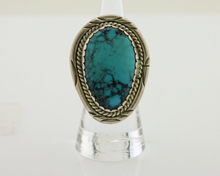 Navajo Ring 925 Silver Blue Turquoise Native American Artist C.80's