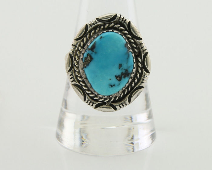 Navajo Ring 925 Silver Blue Turquoise Native American Artist C.80's