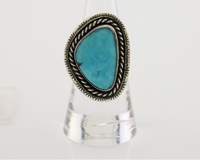 Navajo Ring 925 Silver Blue Turquoise Native American Artist C.80's
