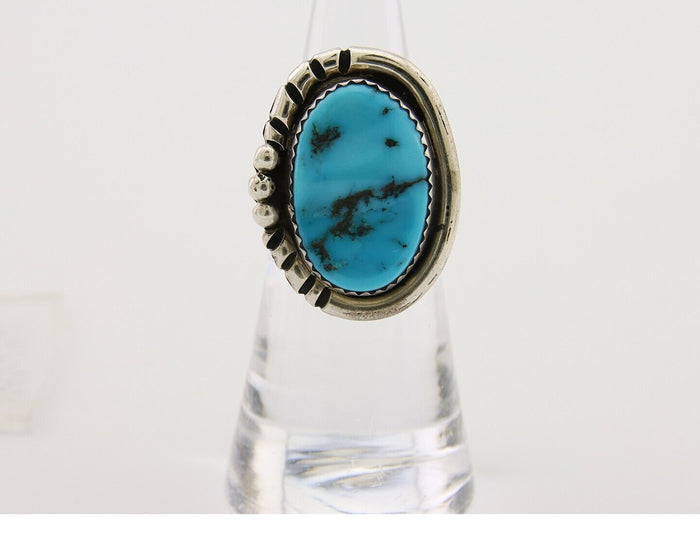 Navajo Ring 925 Silver Blue Turquoise Native American Artist C.80's