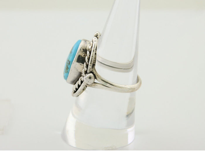 Navajo Ring 925 Silver Blue Turquoise Native American Artist C.80's