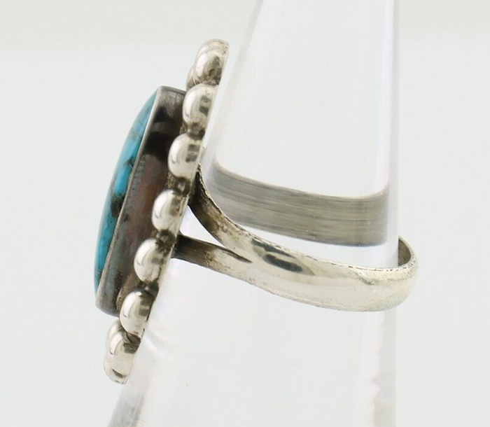 Navajo Ring 925 Silver Blue Turquoise Native American Artist C.80's