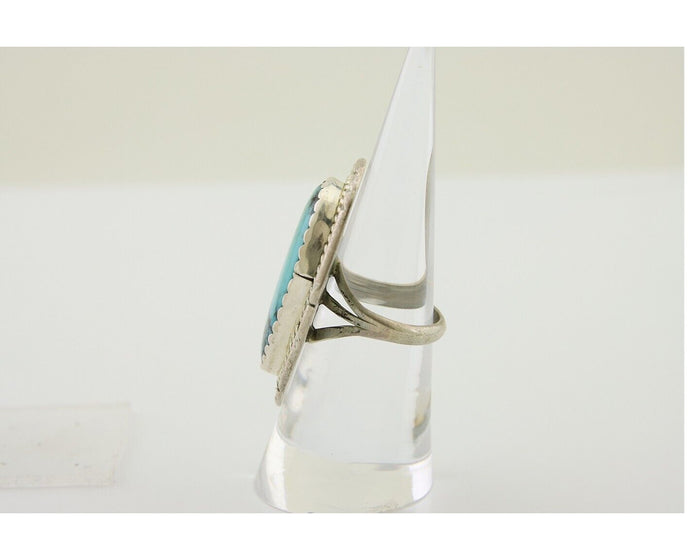 Navajo Ring 925 Silver Blue Turquoise Native American Artist C.80's