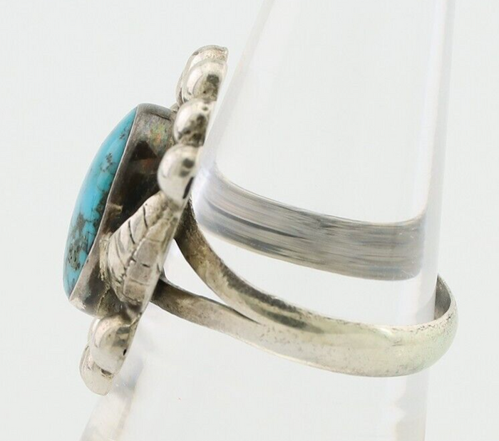 Navajo Ring 925 Silver Blue Turquoise Native American Artist C.80's