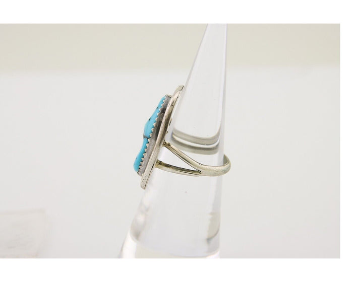 Navajo Ring 925 Silver Blue Turquoise Native American Artist C.80's