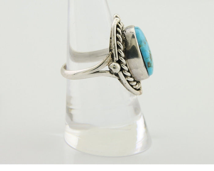Navajo Ring 925 Silver Blue Turquoise Native American Artist C.80's