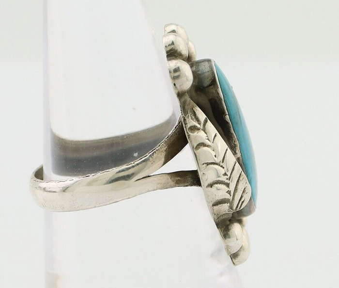 Navajo Ring 925 Silver Blue Turquoise Native American Artist C.80's