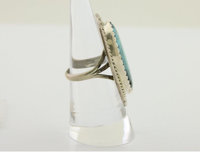 Navajo Ring 925 Silver Blue Turquoise Native American Artist C.80's
