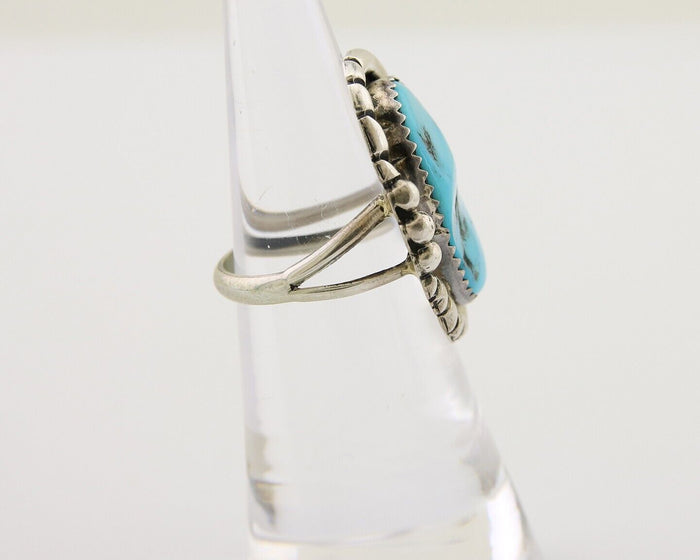 Navajo Ring 925 Silver Blue Turquoise Native American Artist C.80's